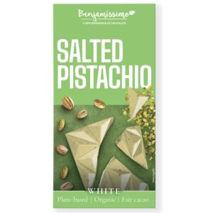Benjamíssimo Tabulka kakaová bílá slané pistácie BIO (60 g) - minimálně 35 % kakaa