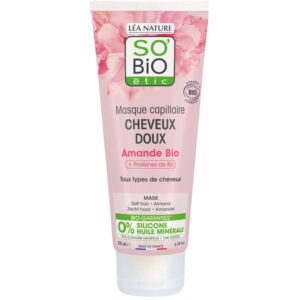 SO’BiO étic Maska a péče bezoplachová 2v1 s mandlovým mlékem a rýžovými proteiny BIO (200 ml) - pro všechny typy vlasů