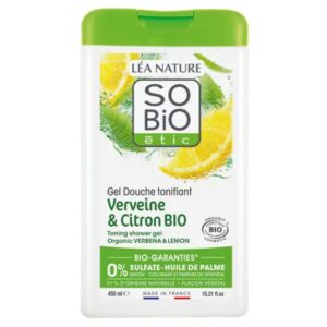 SO’BiO étic Gel sprchový s verbenou a citronem BIO (450 ml) - s osvěžující a energizující vůní