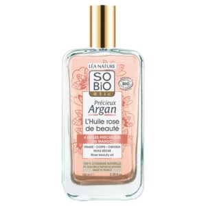 SO’BiO étic Précieux Argan Pěstící olej na tělo, tvář i vlasy BIO - růžový (100 ml) - s jemným třpytivým efektem
