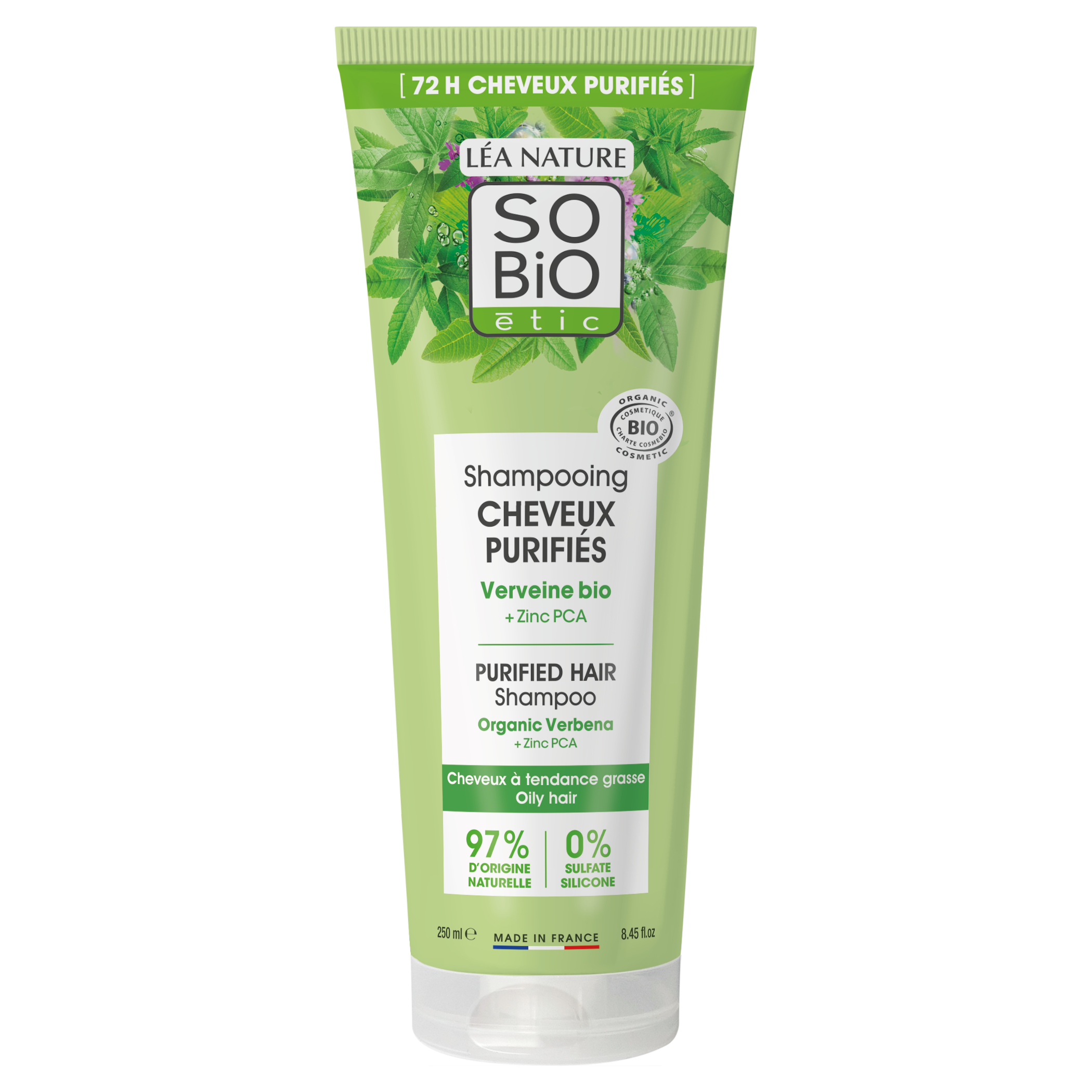 SO’BiO étic Šampon pro svěží vlasy verbena-zinek BIO (250 ml) - ideální pro mastné vlasy