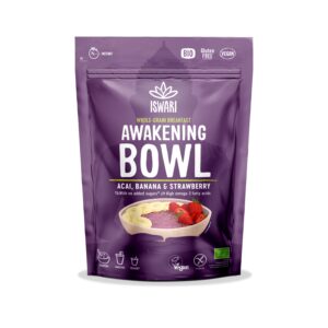 ISWARI Směs instantní Awakening Bowl - açaí, banán, jahoda BIO (360 g) - připravené za minutu