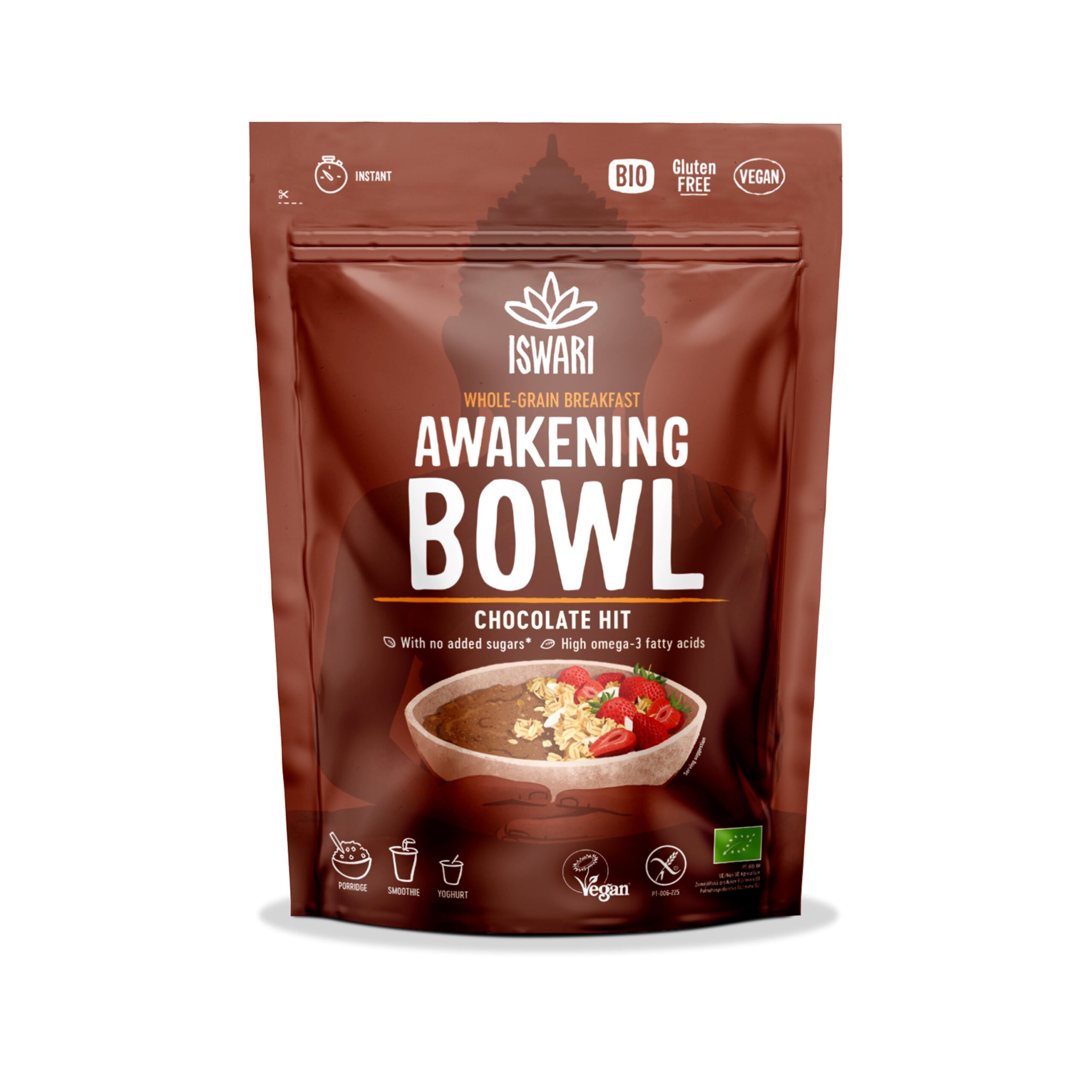 ISWARI Směs instantní Awakening Bowl - kakao BIO (360 g) - intenzivní kaková chuť