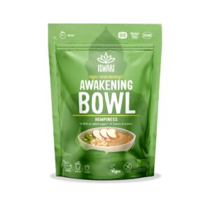 ISWARI Směs instantní Awakening Bowl s konopným proteinem BIO (360 g) - s vysokým obsahem rostlinných bílkovin