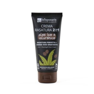 laSaponaria Pánský krém na holení a tvář 2v1 s aloe vera a kyselinou hyaluronovou BIO (100 ml) - pro hladký skluz holicího strojku