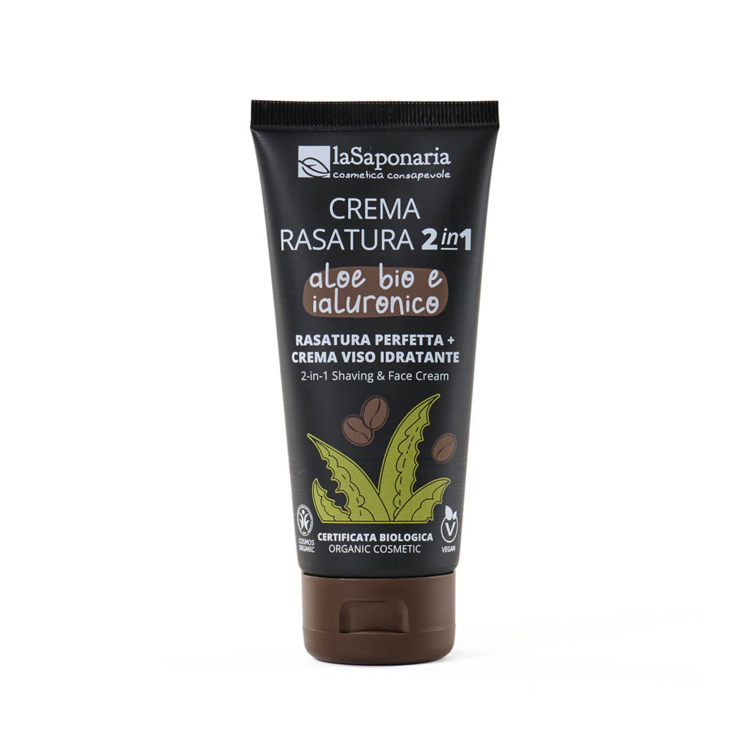 laSaponaria Pánský krém na holení a tvář 2v1 s aloe vera a kyselinou hyaluronovou BIO (100 ml) - pro hladký skluz holicího strojku