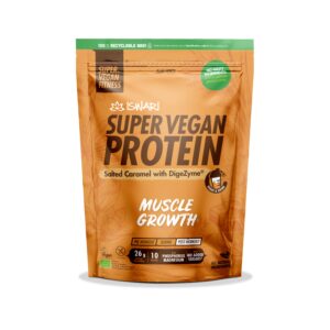 ISWARI Protein vegan s příchutí slaného karamelu BIO (400 g) - s obsahem 5 trávicích enzymů