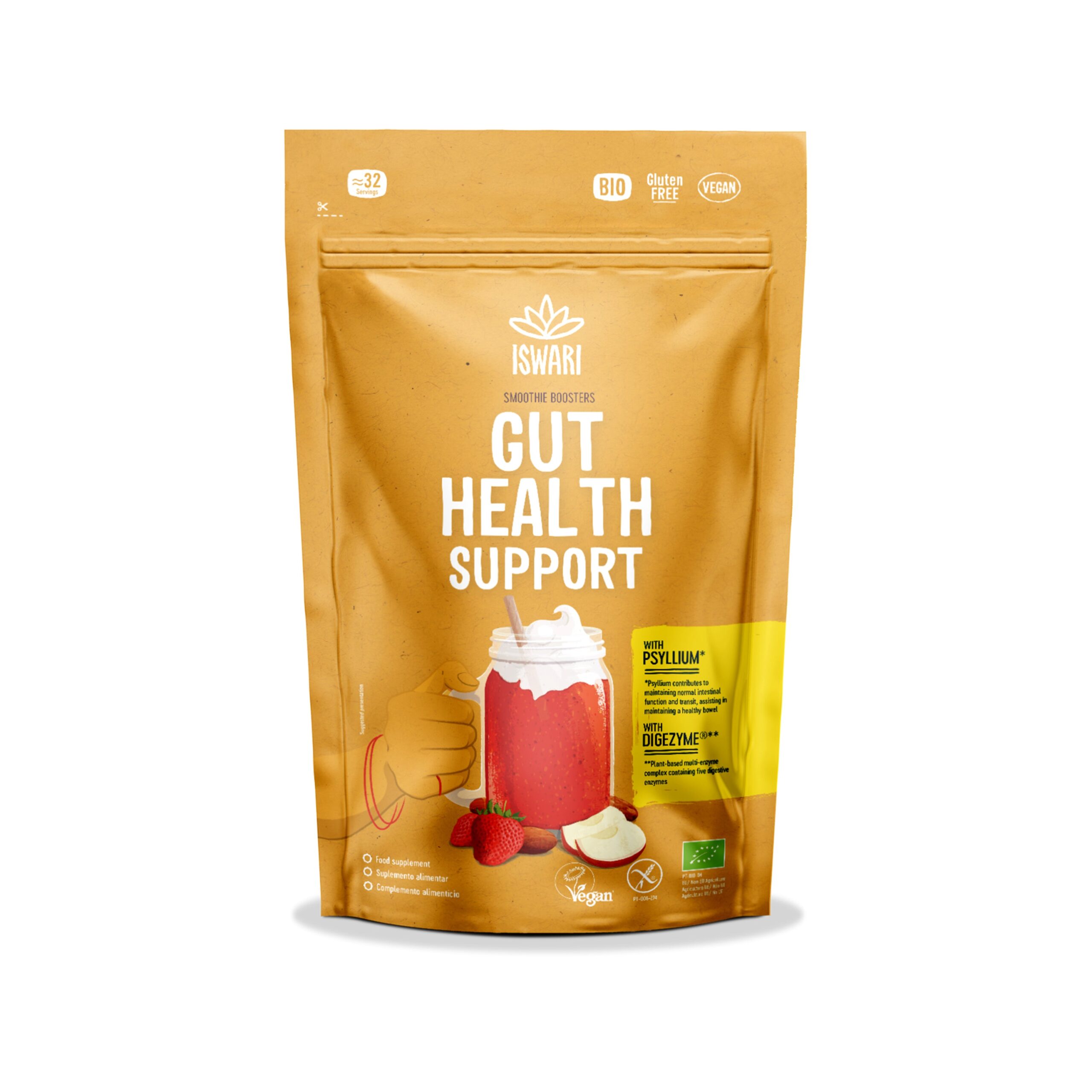 ISWARI Smoothie booster Gut health support BIO (100 g) - s psylliem a 5 trávicími enzymy