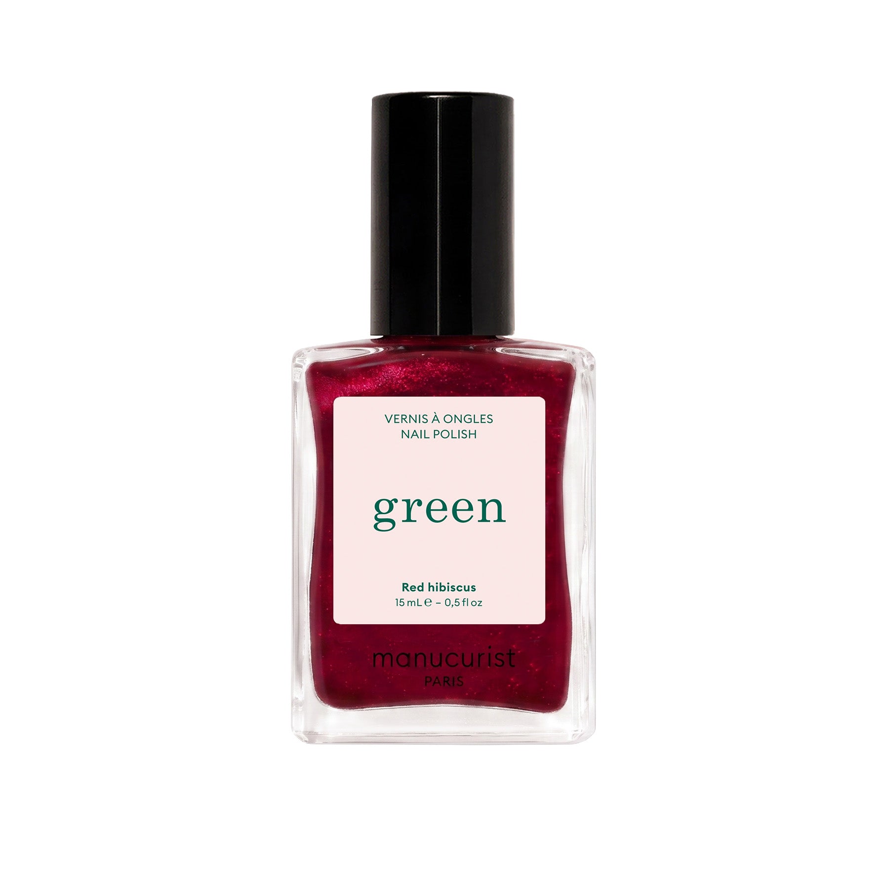 Manucurist Green schnoucí lak na nehty - Hibiscus (15 ml) - tmavá perleťově červená barva - Obrázek 2