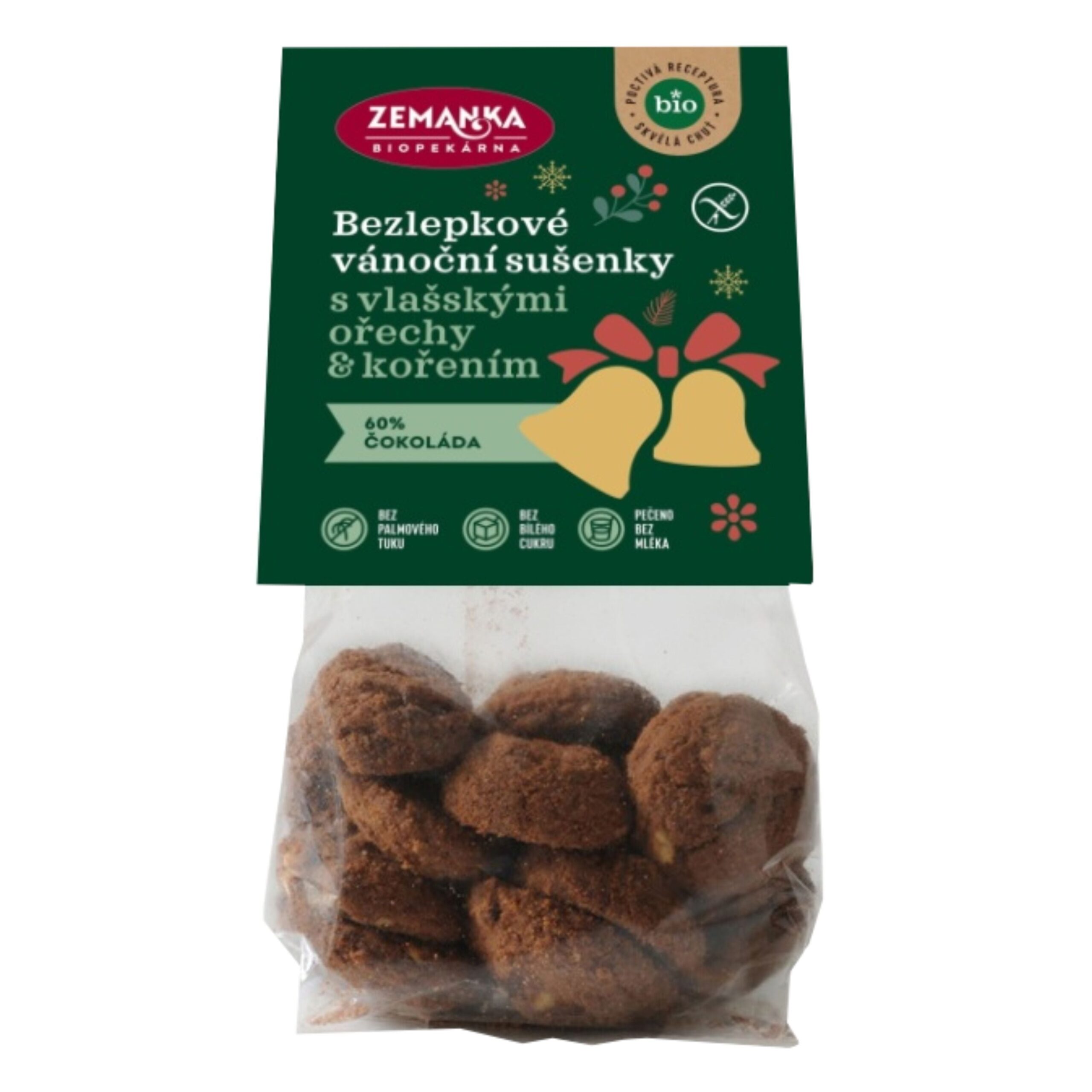 Zemanka Vánoční sušenky s vlašskými ořechy a kořením BIO - bezlepkové (100 g) - vánoční mlsání bez lepku