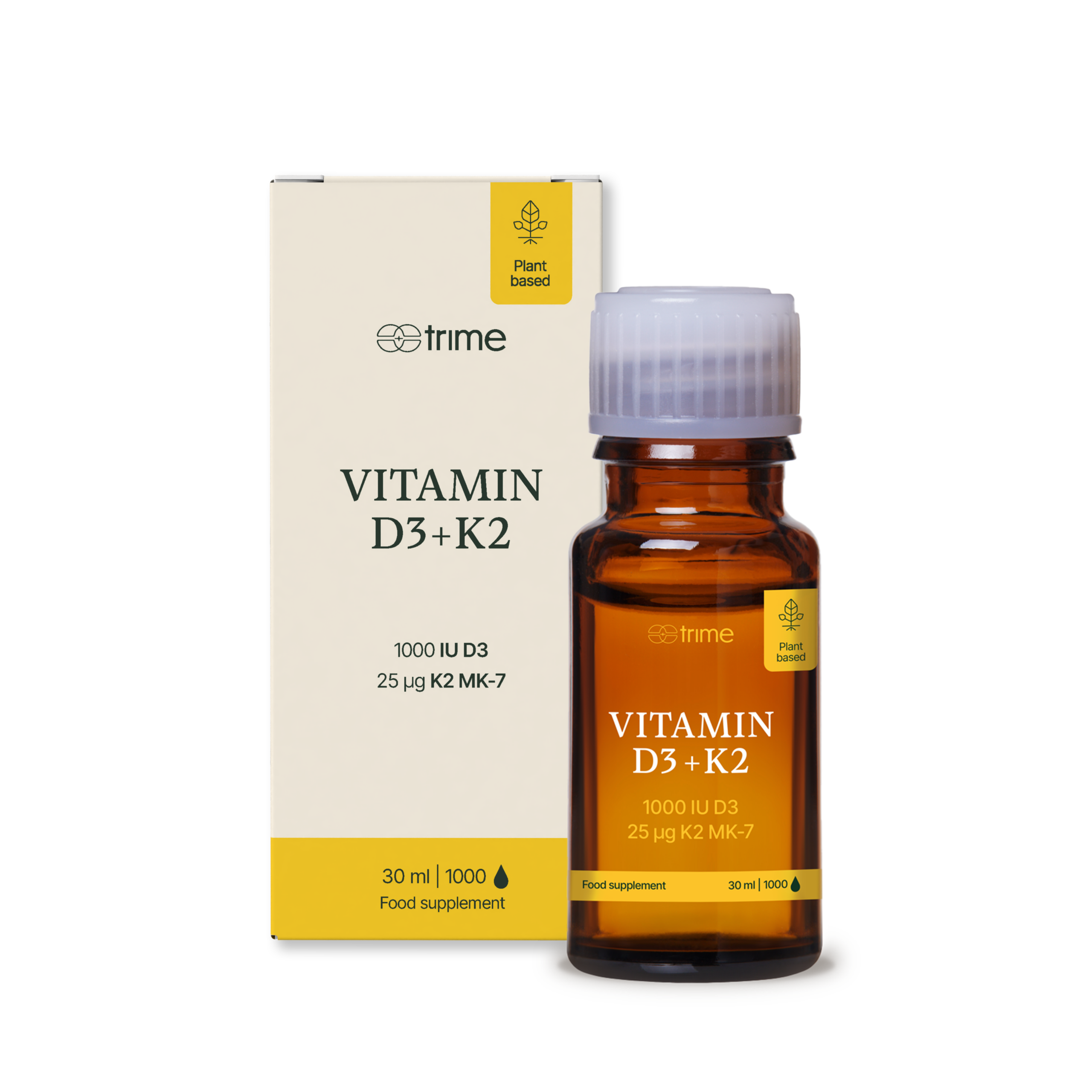 Trime Vitamin D3 + K2, 1000 IU + 25 µg - kapky (30 ml) - 500 dávek a skvělá vstřebatelnost