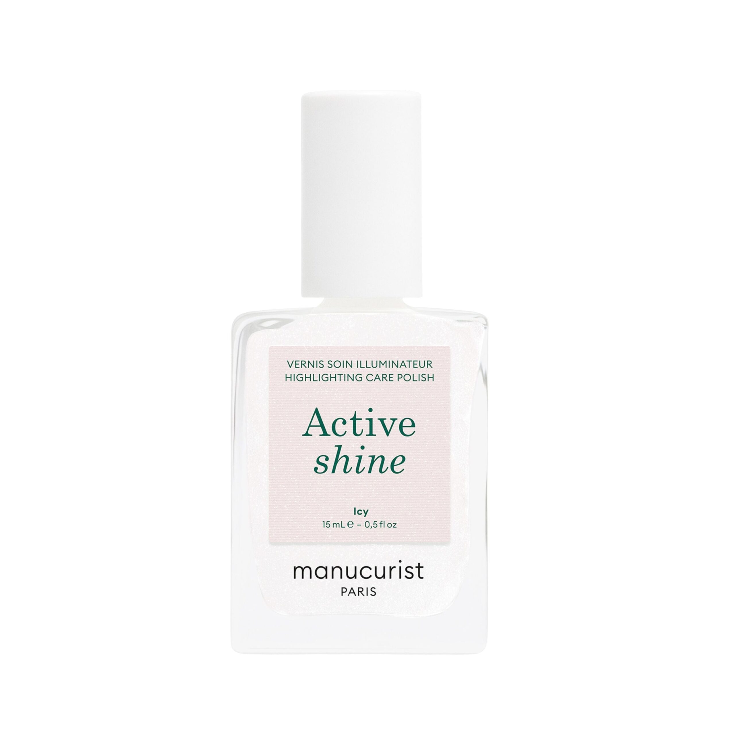 Manucurist Green Pečující schnoucí lak na nehty Active Shine - Icy (15 ml) - pro lesklé nehty s perleťovým efektem